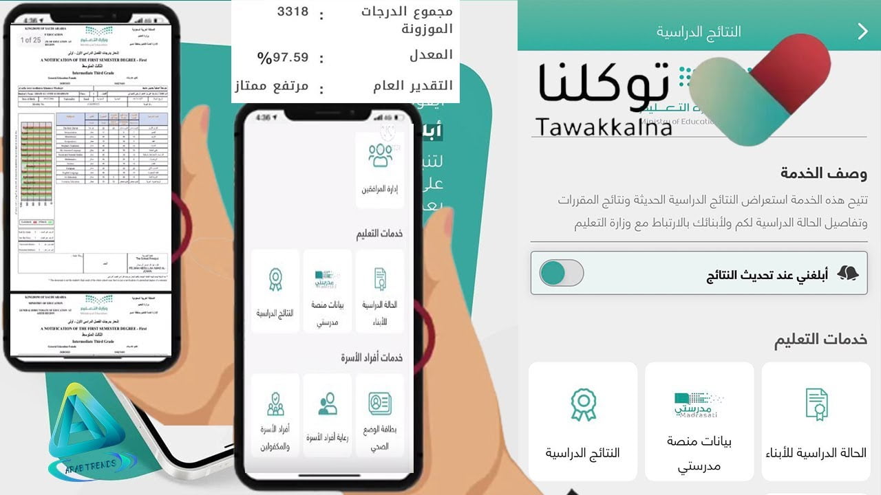 كيف اطلع نتائج الطلاب من توكلنا 1445